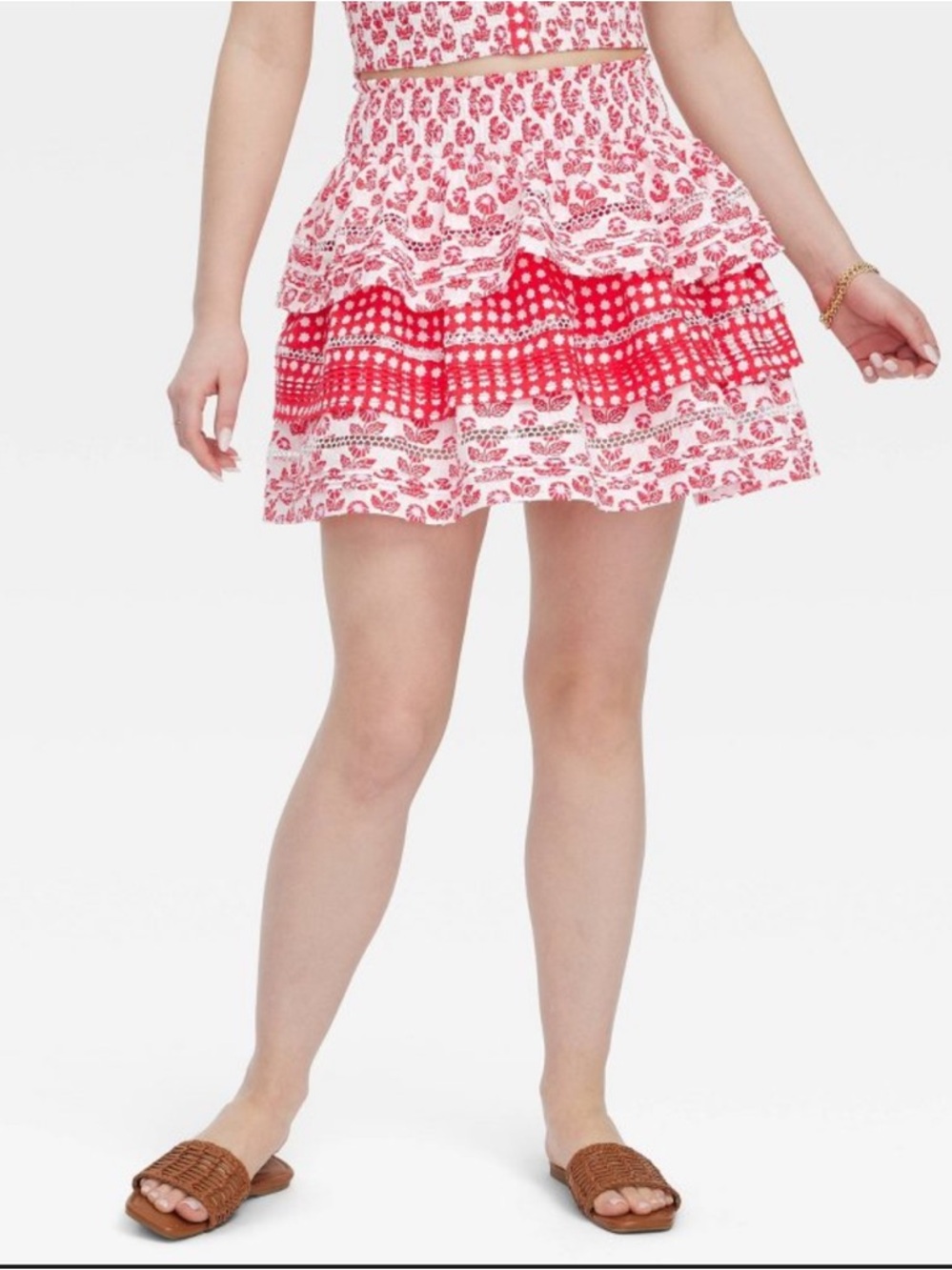 Roller Rabbit x Target NWT Red and White Tiered Mini Skirt